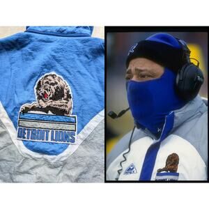 Detroit Lions 90s APEX puffer jacket XL blue silver NFL Pro Line vintage